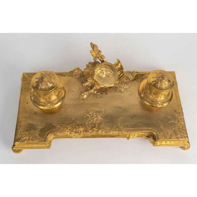 Gilded Bronze Inkwell by Albert Marionnet, 1800s For Sale - Image 4 of 9