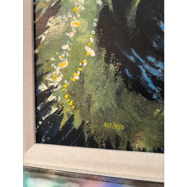 Dr Seuss Painting Green Cat With Lights Framed Very Rare For Sale - Image 9 of 17