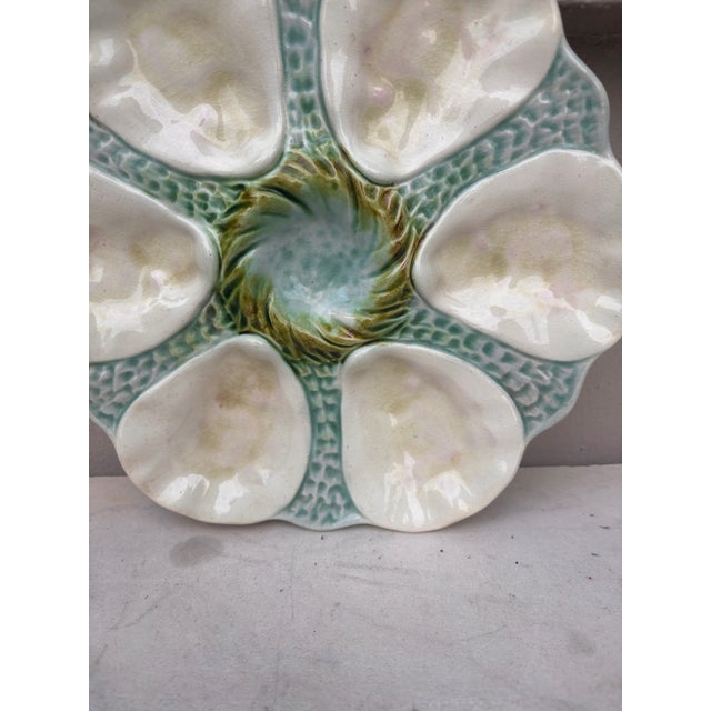Orchies French Majolica Orchies Oyster Plate Circa 1900 For Sale - Image 4 of 5