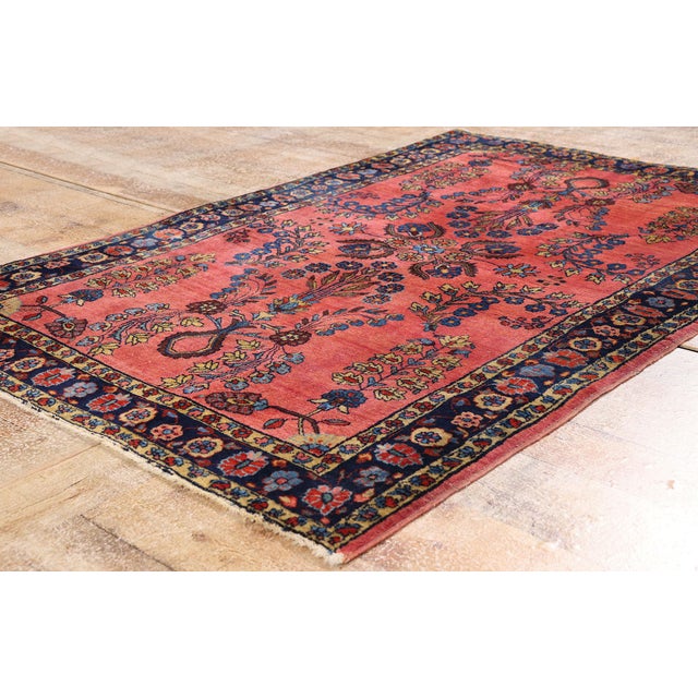 Red Antique Persian Sarouk Rug, 03'04 X 04'11 For Sale - Image 8 of 10