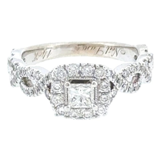 Neil Lane 0.60ctw Princess Cut Halo Diamond Engagement Ring 14k White Gold Sz 5 For Sale
