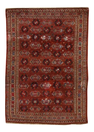Brown Antique Turkmen Handmade Wool Rug
