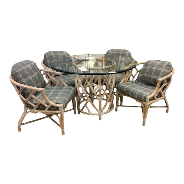 Vintage Henry Link Rattan Dining Set. Palm Beach Regency For Sale