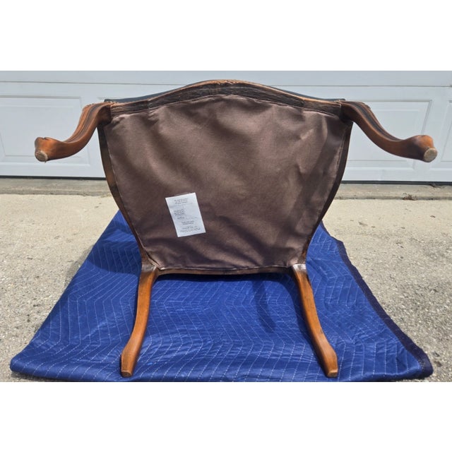 Chateau d'Ax French Bergere Fauteuil Blue Leather Arm Chair For Sale - Image 17 of 18