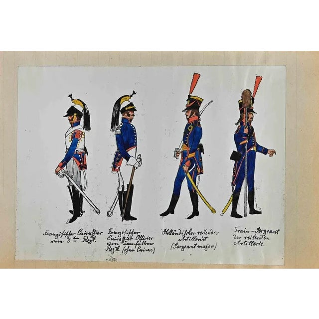 Soldiers is an original drawing in ink and watercolor realized by Herbert Knotel in 1930/40s. Good condition except for...