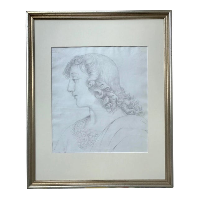 Antique Italian Drawing of a Woman For Sale