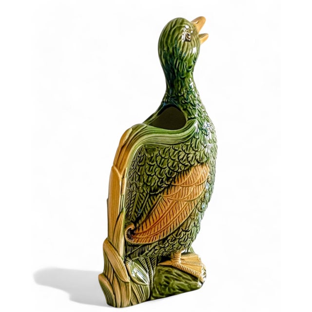 French Majolica Duck Pitcher by Keller & Guerin for Saint Clement, 1900s For Sale - Image 11 of 16