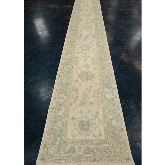 Turkish Turkish Oushak Rug Runner 2'5" x 17'7" For Sale - Image 3 of 6