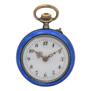 Antique French Monachina Fob Watch in Enameled Silver, 1890s For Sale