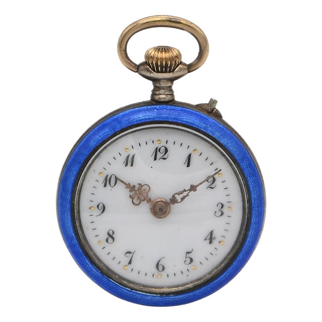 Antique French Monachina Fob Watch in Enameled Silver, 1890s For Sale