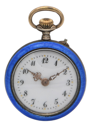 Antique French Monachina Fob Watch in Enameled Silver, 1890s