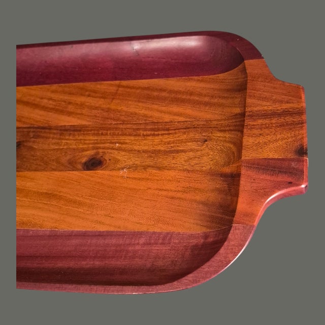 Mid-Century Modern Vintage Mid-Century Modern Mixed Wood Serving Tray For Sale - Image 3 of 8