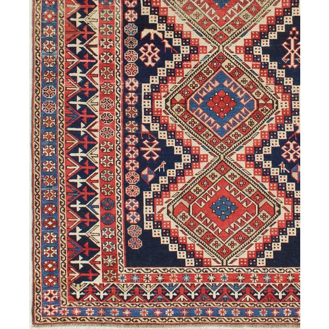 Tribal Antique Caucasian Shirvan Rug With Tribal Design and Medallions 3'11 X 7'1 For Sale - Image 3 of 9