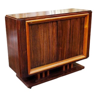 French Art Moderne Deco Macassar Ebony Credenza W/ Combed Wood Door For Sale