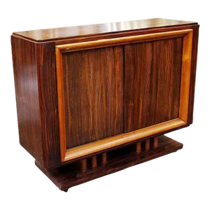 French Art Moderne Deco Macassar Ebony Credenza W/ Combed Wood Door
