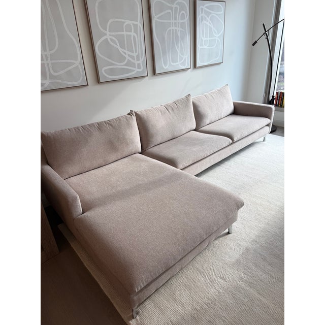 Beige Contemporary Beige Perigold Sofa With Left Chaise For Sale - Image 8 of 9