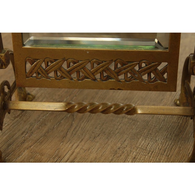 Aesthetic Movement Antique 1880's Victorian Brass Cheval Beveled Vanity Mirrors - a Pair For Sale - Image 9 of 13