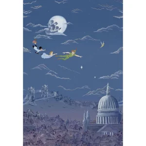Sanderson Peter Pan Wallpaper in Evening Blue - a Sample