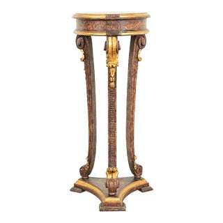 Neoclassical Gold Gilt and Faux Tortoise Shell Pedestal Plant Stand by Ugo Bianchi For Sale