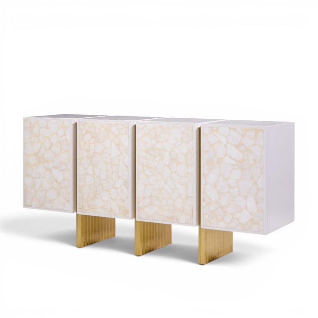 Mid-Century Modern Baker Kira Mid Century Quartz Front Sideboard Credenza For Sale - Image 3 of 9