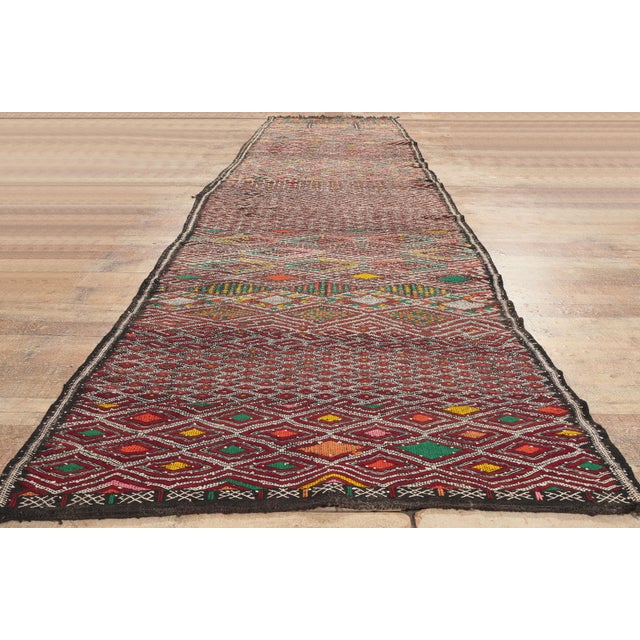 Vintage Zemmour Moroccan Kilim Rug, 04'00 X 16'01 For Sale - Image 9 of 10