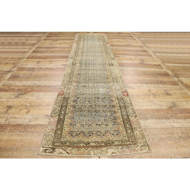 Tan Antique-Worn Persian Malayer Runner, 02'10 X 12'08 For Sale - Image 8 of 9