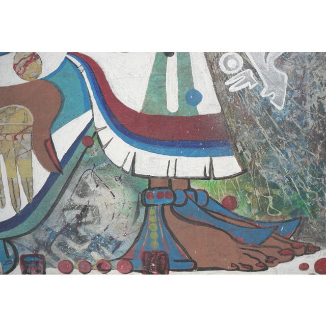 Contemporary Mayan Inspired Abstract Figurative Oil Painting by C. Udesen For Sale In Monterey, CA - Image 6 of 8