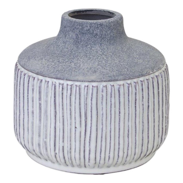 Modern Gray Terra Cotta Vase with Glazed Accent 6"H For Sale