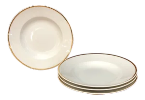 Early 20th Century Italian Gilt Rim Salad Soup Bowls Ginori - Set of 4
