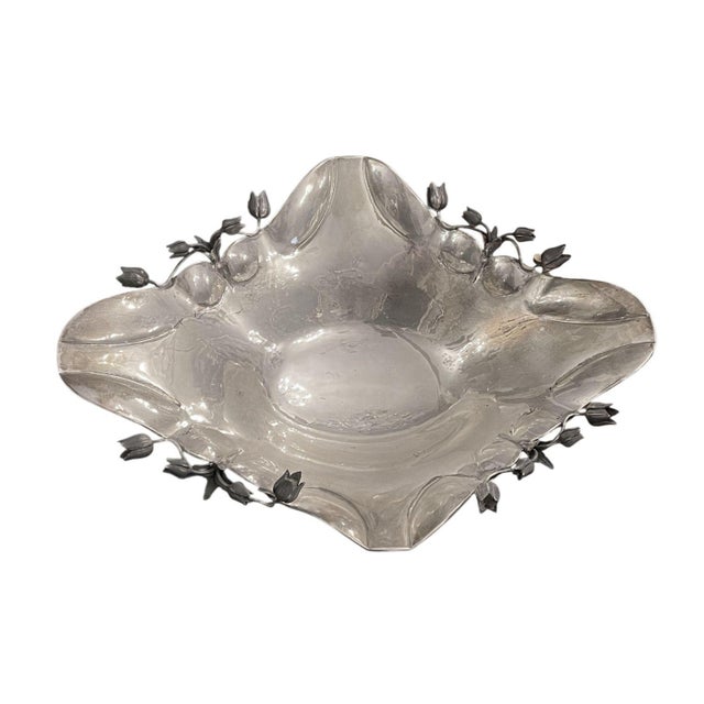Elegant pair of Damar 925 sterling silver decorative bowls, each designed in a sculptural flower-form shape with softly...