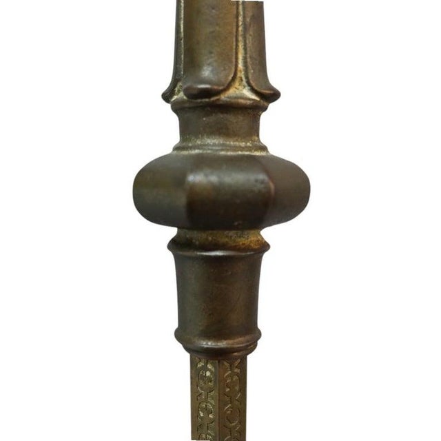 Antique Rembrandt Egyptian Revival Cast Iron & Brass Portrait Bridge Lamp C1930 For Sale - Image 6 of 14