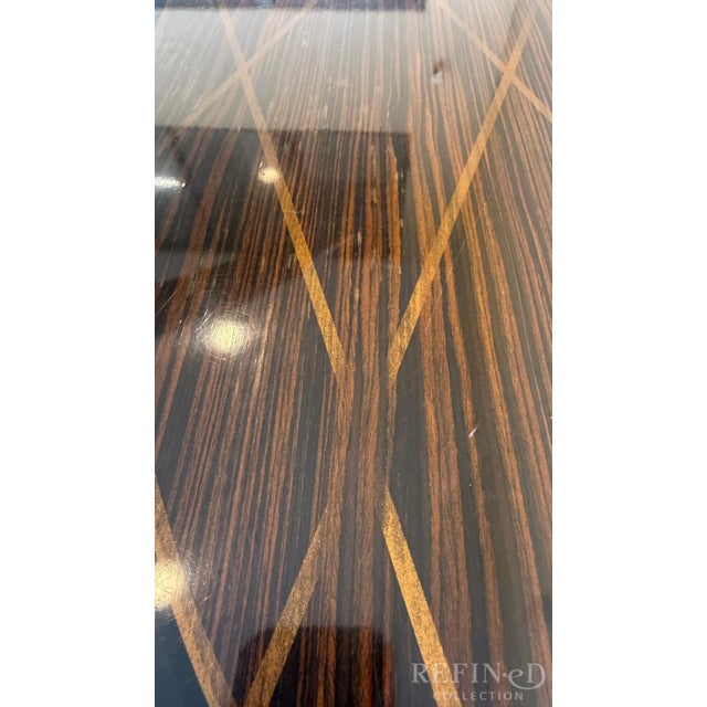 Late 20th Century Neoclassical Zebrawood Inlaid Ebonized Dining Table, Attributed to Ralph Lauren for Henredon For Sale - Image 10 of 17