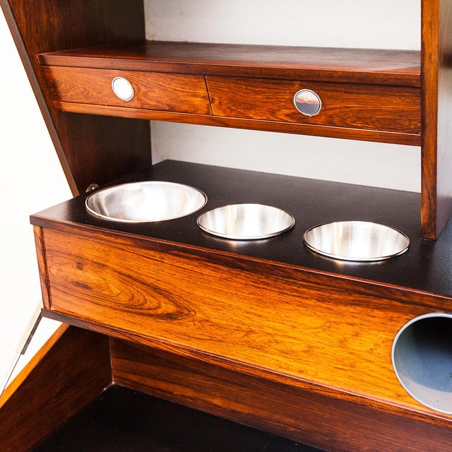 Vintage Danish Modern Wall Mounted Rosewood Dry Bar by Erik Buck for Dyrlund For Sale In Los Angeles - Image 6 of 18