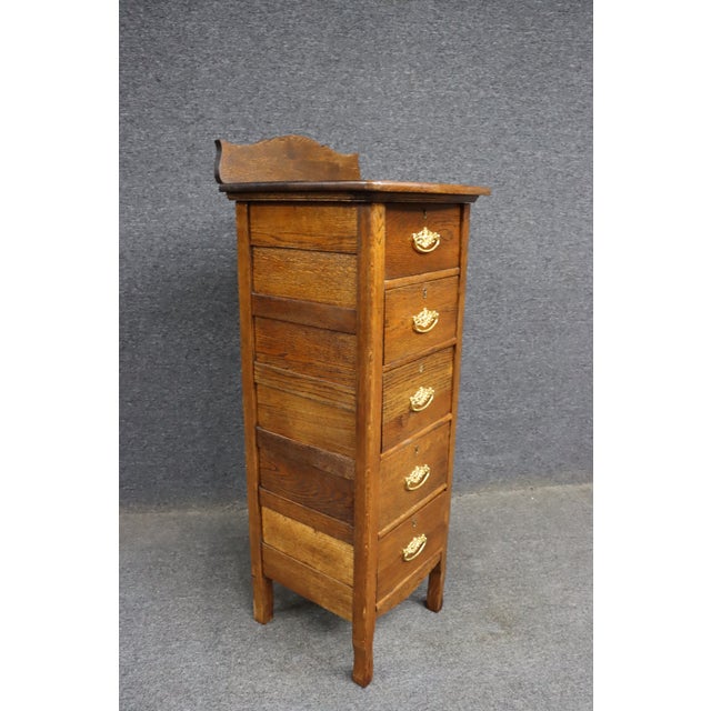 Rare Victorian Quarter Sawn Oak Lingerie Chest For Sale - Image 10 of 13