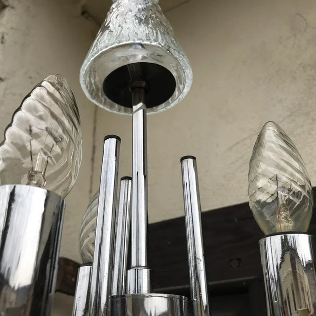 Glass and Chrome Chandelier, 1970s For Sale - Image 3 of 13