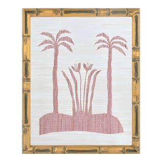 Bamboo Framed Blush Botanical Palm Collage I For Sale