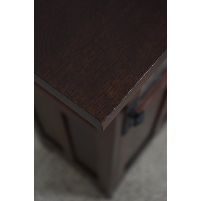 Wood Stickley Roycroft Mission Oak Leaded Glass Cabinet For Sale - Image 7 of 18
