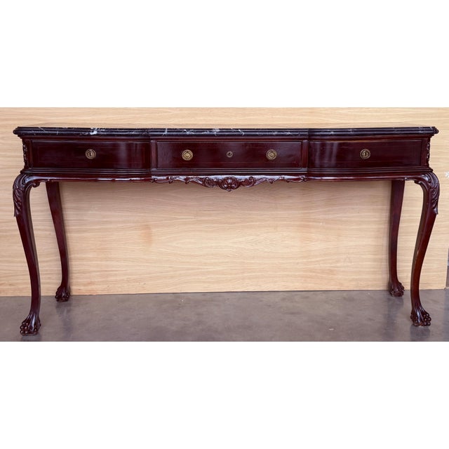 Early 20th Century Regency Console Table with Three drawers and Black Marble For Sale - Image 10 of 18