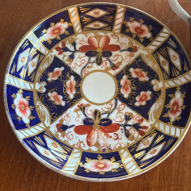 Royal Crown Derby Porcelain Royal Crown Derby Teacup 1806-1825 and Saucer 1908 #2451 For Sale - Image 4 of 5