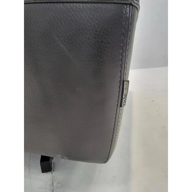 Black Mid Century Modern Roche Bobois Swivel Lounge Chair in Black Leather For Sale - Image 8 of 10
