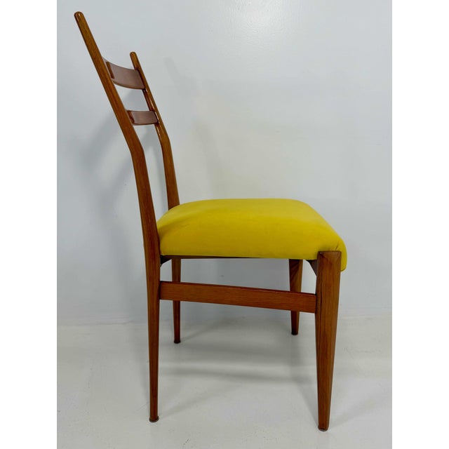 Italian Art Deco Walnut Chairs with Colorful Velvet Seats, 1950s, Set of 6 For Sale - Image 10 of 12
