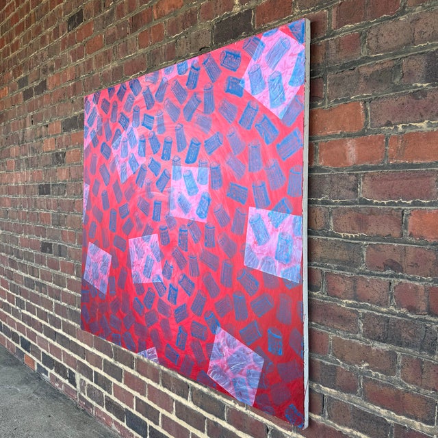 Abstract Large Red Abstract Modern Art Painting For Sale - Image 3 of 12