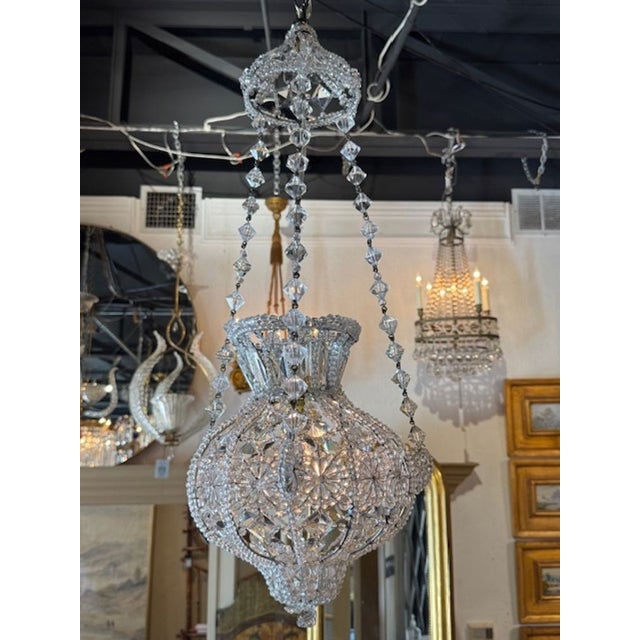 Mid 20th Century Vintage Italian Beaded Crystal Pendant Chandeliers For Sale - Image 5 of 8