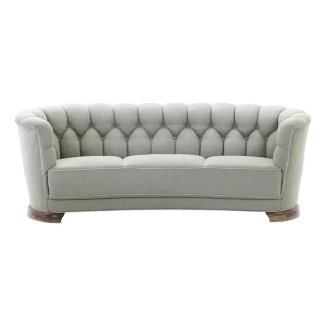 Large Danish 1940s Banana Form Curved Sofa For Sale