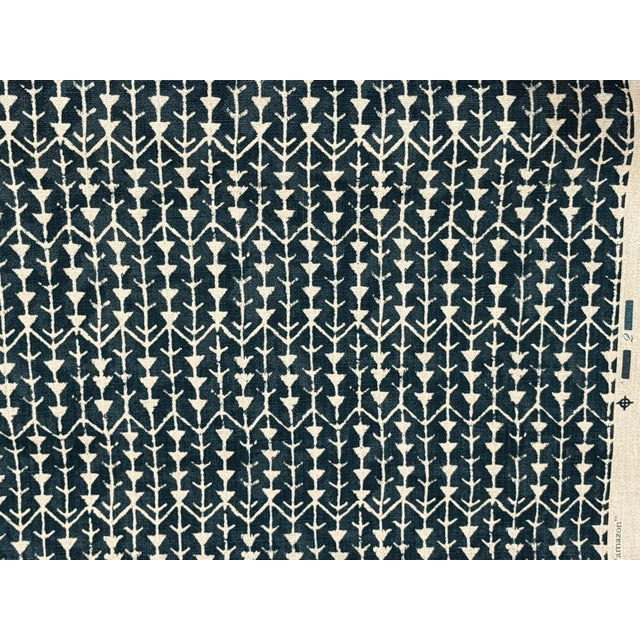 1 yard of Carolina Irving's "Amazon" Linen fabric. Colorway: Indigo. 52" Wide. 100% Linen. Repeat 6"v 6"h