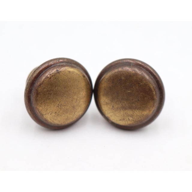 Traditional Pair of Classic 1 In. Brass Plated Steel Cabinet Drawer Knobs For Sale - Image 3 of 4