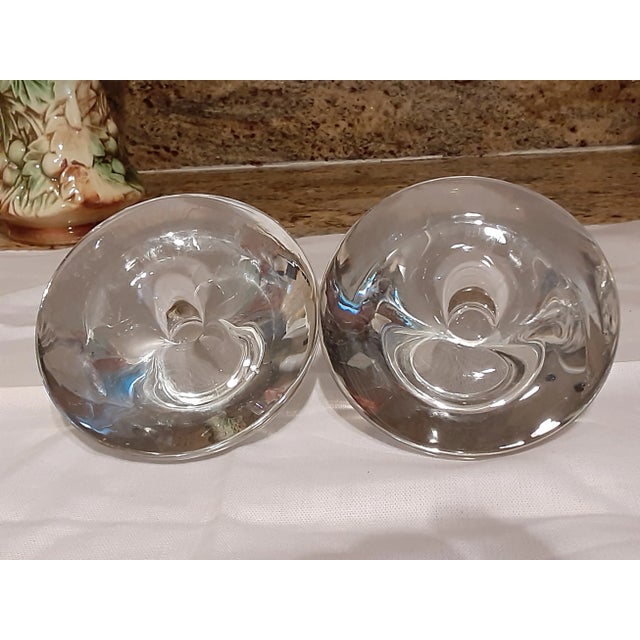 Stuben MCM Century Steuben Crystal Modern Candle Taper Holders - a Pair For Sale - Image 4 of 6