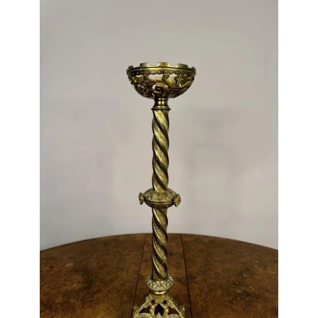 Large Antique Victorian Church Candlesticks, 1860, Set of 2 For Sale - Image 4 of 6