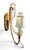 Elegant wall sconce has a gold leaf finish on a metal frame. This two-light fixture is adorned with hanging crystal prisms...