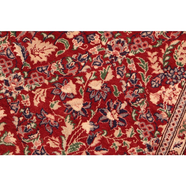 Shabby Chic Floral 1990's Tabriz Pak-Persian Red/Tan Wool Rug - 6'1'' X 9'2'' For Sale - Image 3 of 9